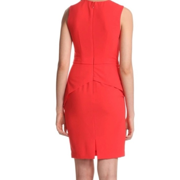 BCBGMaxAzria Ida Peplum Round Neck Sleeveless Dress, Bright Poppy, Petite 4P - Picture 2 of 5